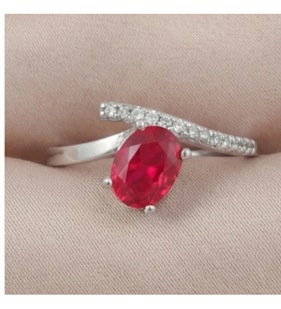 Silver Ruby Marquise Ring – Elegant Red Stone in Silver Finish