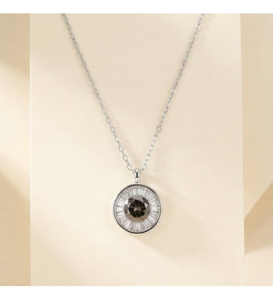 Round Halo Pendant Necklace – Rose Gold and SIlver
