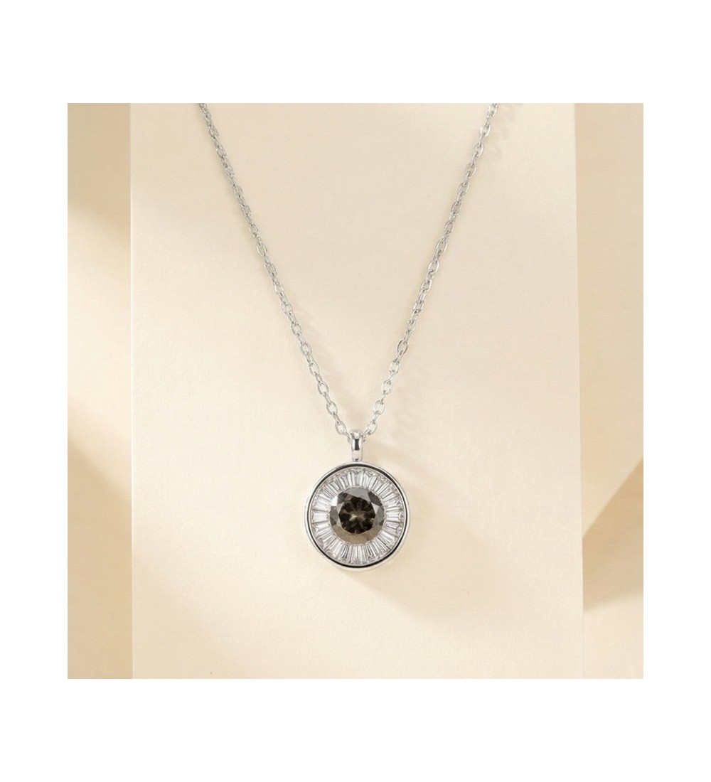Round Halo Pendant Necklace – Rose Gold and SIlver