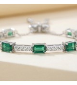 Emerald Elegance Bracelet – Silver Bracelet with Rectangular Green Stones