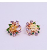 MOP Mojito Pendant Set – Necklace & Earrings Combo | Rose Gold Floral Jewelry
