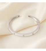 Chic Enigma Bangle – Rose Gold with White Stone Inlay / Silver with Black Stone