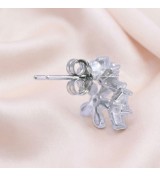 Sparkling Bloom Earrings – Silver & Rose Gold Floral Studs