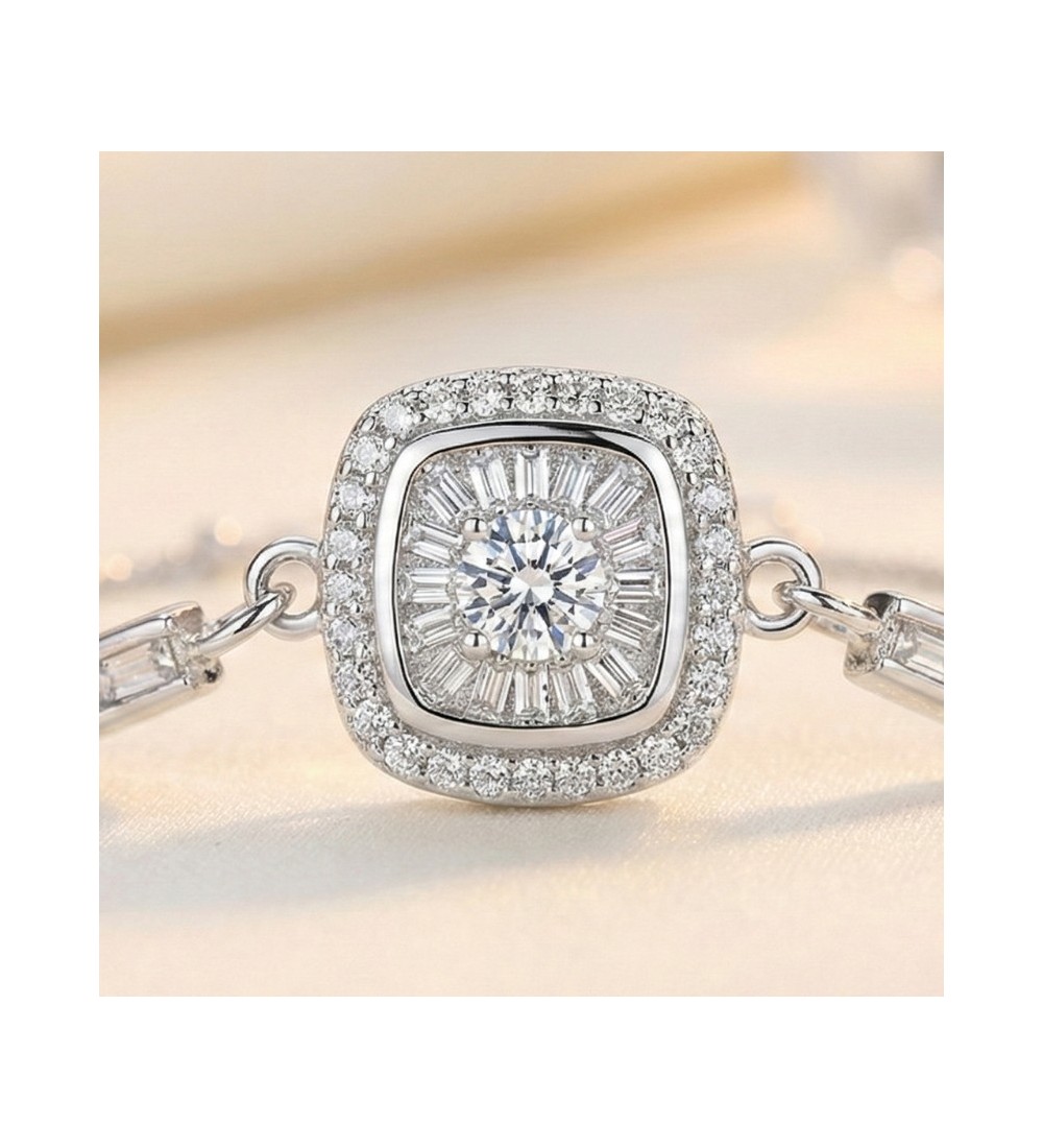 Radiant Baguette Halo Bracelet – Rose Gold & Silver Editions