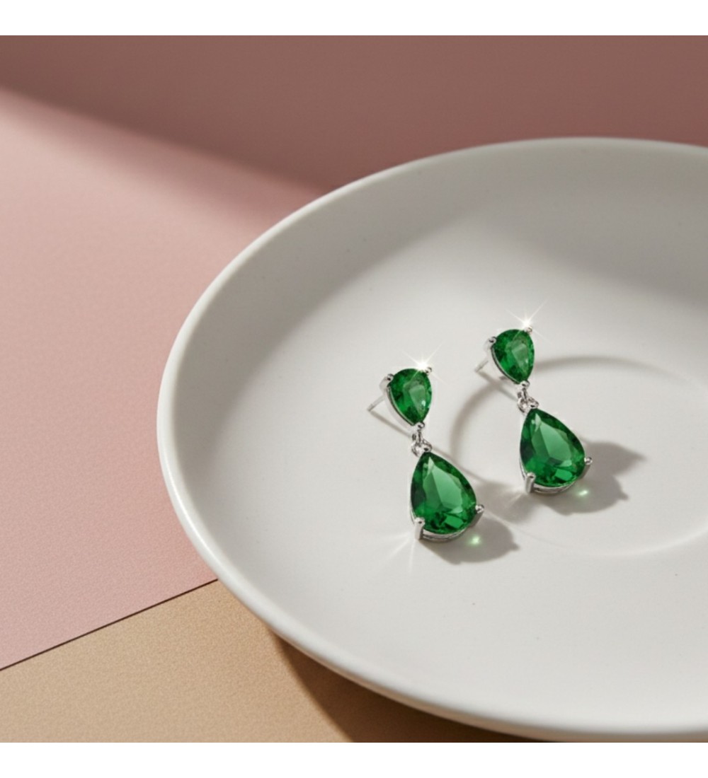 Emerald Tear Drop Earrings